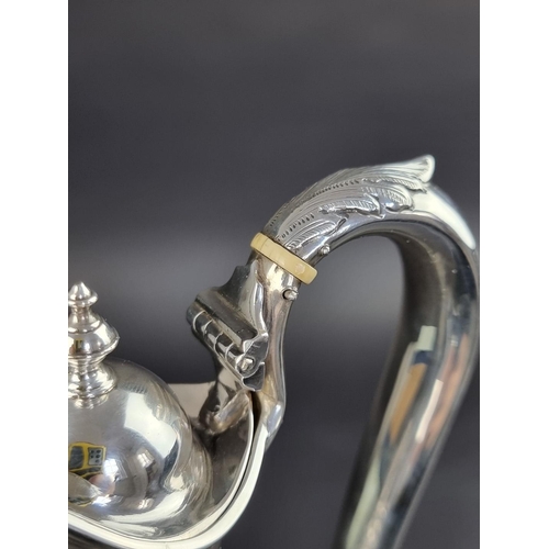 52 - A Victorian silver claret jug, by Martin, Hall & Co, Sheffield 1868, having ivory insulators, he... 