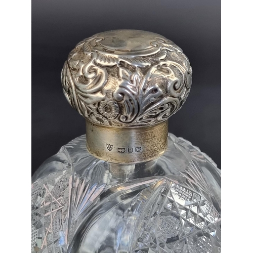 56 - A Victorian silver mounted cut glass scent bottle, by Haseler Brothers, Birmingham 1898, 14cm high. ... 