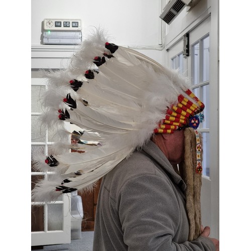 1266 - A collection of reproduction beadwork and leather Native American costume and similar, to inclu... 