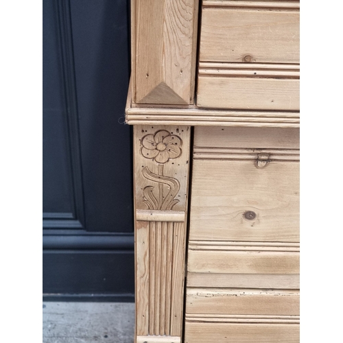 1020 - A 19th century continental pine chest of drawers, 104cm wide.