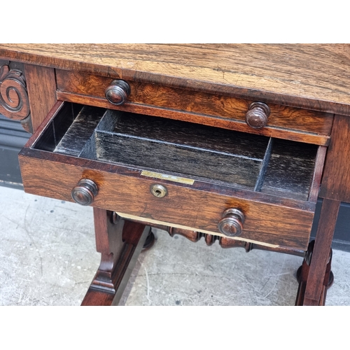 1024 - A George IV rosewood work table, 71.5cm wide.