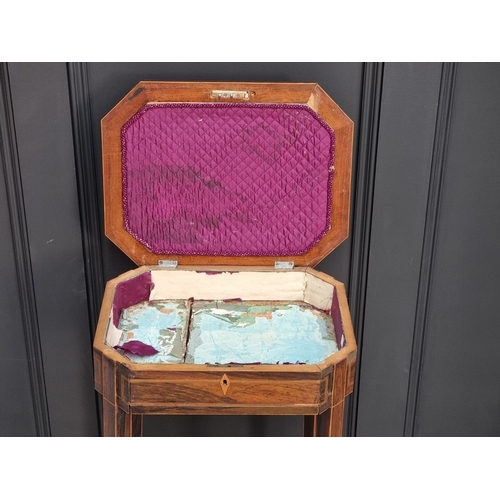 1033 - A 19th century rosewood and parquetry table, with hinged top, 39.5cm wide.