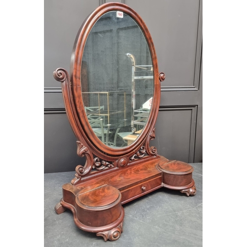 1047 - A large Victorian mahogany toilet mirror, 88.5cm high x 69cm wide.