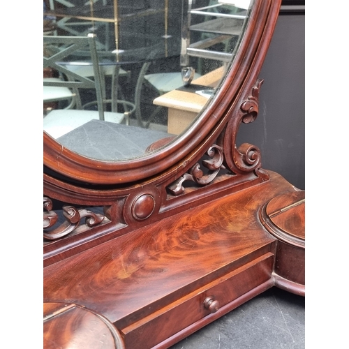 1047 - A large Victorian mahogany toilet mirror, 88.5cm high x 69cm wide.