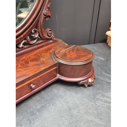 1047 - A large Victorian mahogany toilet mirror, 88.5cm high x 69cm wide.