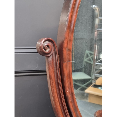 1047 - A large Victorian mahogany toilet mirror, 88.5cm high x 69cm wide.