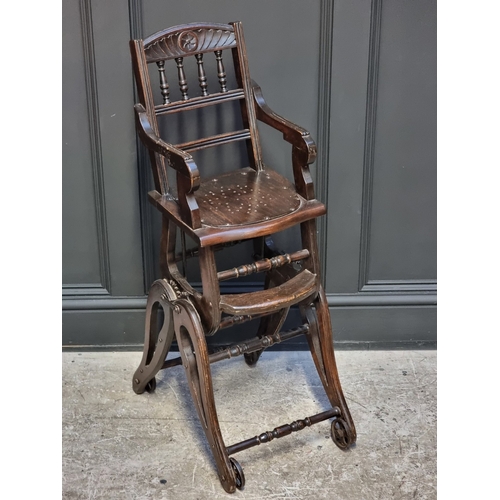 1060 - A vintage stained beech child's metamorphic highchair.