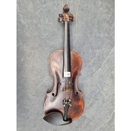 1442 - An antique Continental violin, with 14 1/4in two-piece back, in padded case.