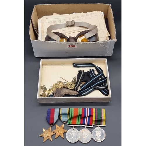 160 - Medals: a WWII group of five and related ephemera, to 1377079 W/O J A Wallis No.464 Squadron Royal A... 