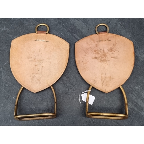 63 - A pair of Household Cavalry brass and leather stirrups.