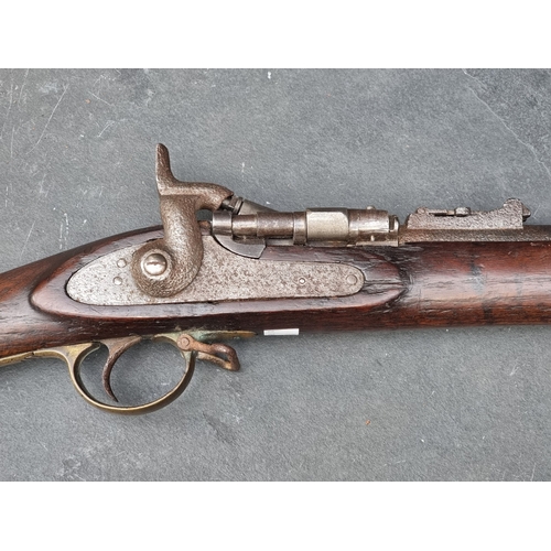 75 - A 19th century British Snider 3 band Enfield percussion rifle, with Birmingham proof marks, overall ... 