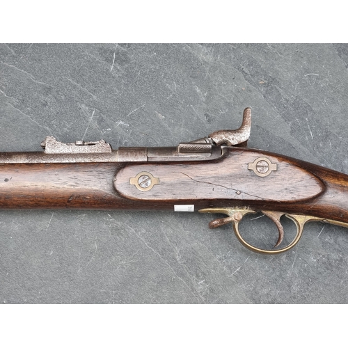 75 - A 19th century British Snider 3 band Enfield percussion rifle, with Birmingham proof marks, overall ... 