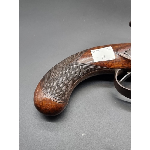 77 - A 19th century percussion pistol, (converted from flintlock), signed to lock plate and top of the oc... 