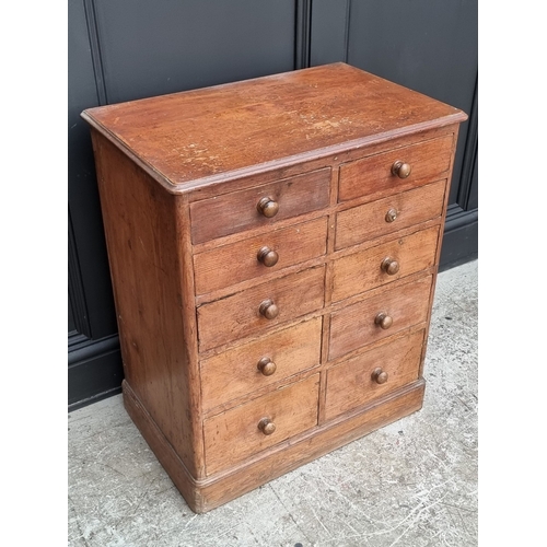 1007 - A small Victorian pine multi-drawer chest, 74.5cm high x 62.5cm wide.