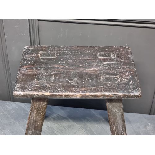 1012 - An antique stained pine stool, the top 34.5cm wide.