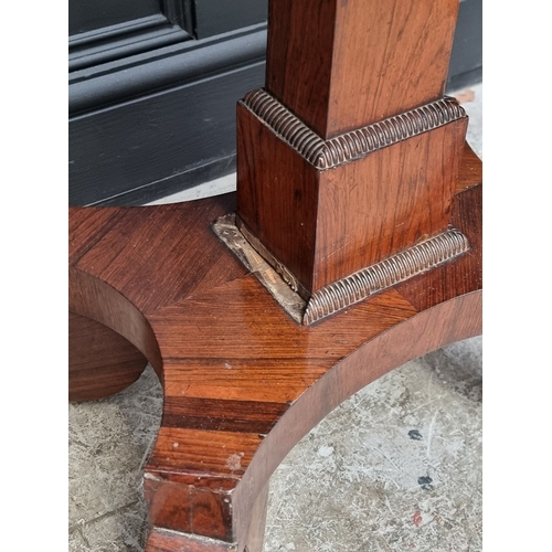 1042 - A George IV rosewood pedestal card table, 91cm wide.