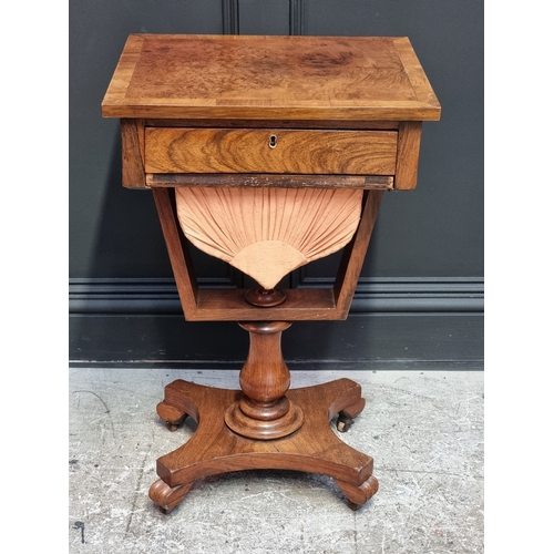 1062 - A Victorian rosewood pedestal work table, 46.5cm wide.