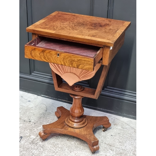 1062 - A Victorian rosewood pedestal work table, 46.5cm wide.