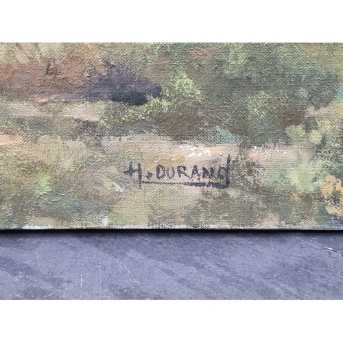 1205 - H Durand, a Mediterranean farmstead, signed, oil on canvas, 54cm x 73cm, unframed.
