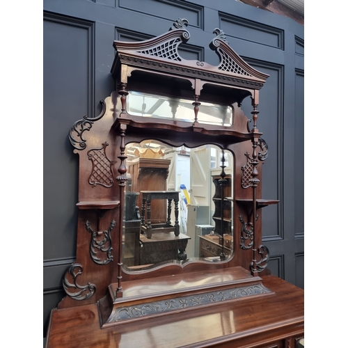 1021 - A large and impressive late Victorian mahogany side cabinet, 243cm high x 123cm wide.... 