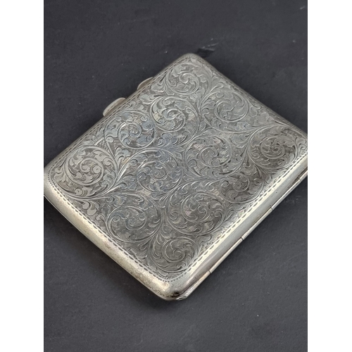 118 - A silver cigarette case, by J C, Birmingham  1911, 8.8cm long, gross weight 100g.