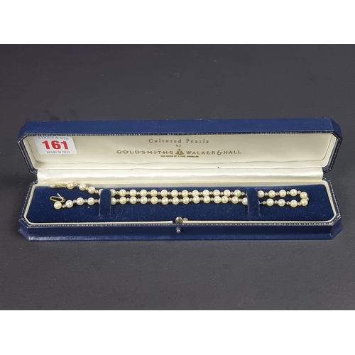 161 - A cultured pearl and gold bead necklace, with 9ct gold clasp, 42cm long.