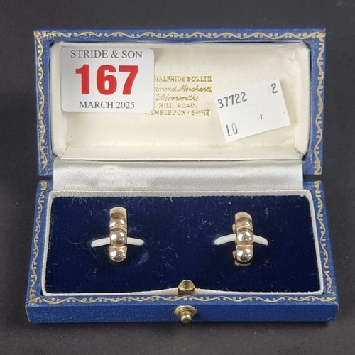 167 - A cased pair of 9ct gold earrings, 3.8g.