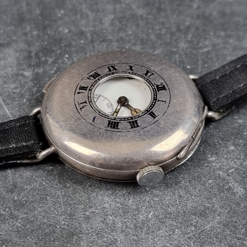 366 - An early 20th century sterling silver wire-lug half-hunter manual wind wristwatch, 36mm, Ref. 123872... 