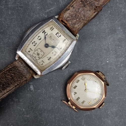 367 - A 1920s 9ct gold manual wind ladies wristwatch, 25mm, Ref. 541677, having Swiss made movement; toget... 