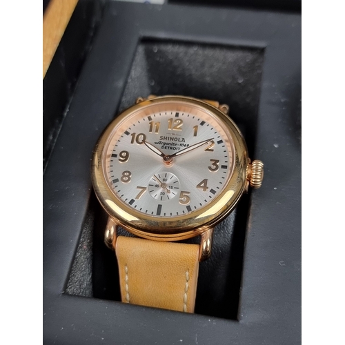 377 - A Shinola Detroit 'Argonite-1069' gold tone stainless steel quartz ladies wristwatch, 36mm, Ref. S01... 