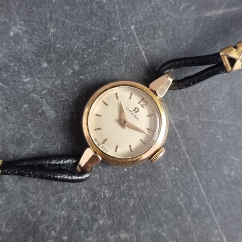 383 - An Omega gold plated manual wind ladies wristwatch, 19mm, Ref. 2795-6, Cal. 244, on original integra... 