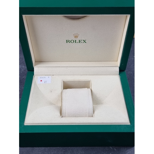 388 - A Rolex wristwatch box; Ref. 39139.04 - Oyster M, to include interior cushion, probably for a 2005-1... 