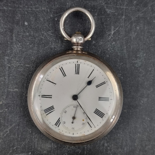 406 - A Victorian silver open face key wind pocket watch, 51mm, by J W Benson, London 1885.... 