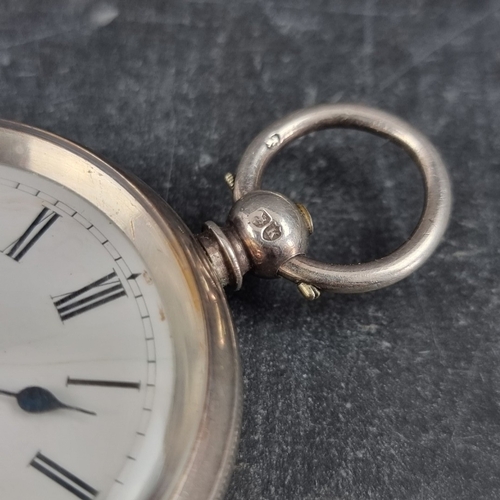 406 - A Victorian silver open face key wind pocket watch, 51mm, by J W Benson, London 1885.... 