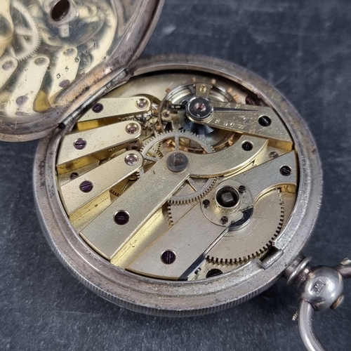 406 - A Victorian silver open face key wind pocket watch, 51mm, by J W Benson, London 1885.... 