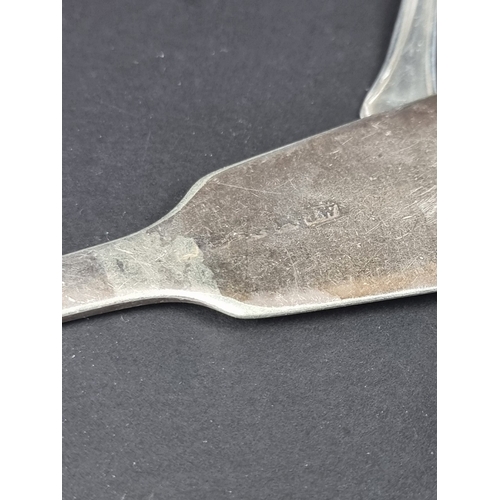 78 - Nine silver spoons; together with a pair of silver sugar tongs, 264g. (10)