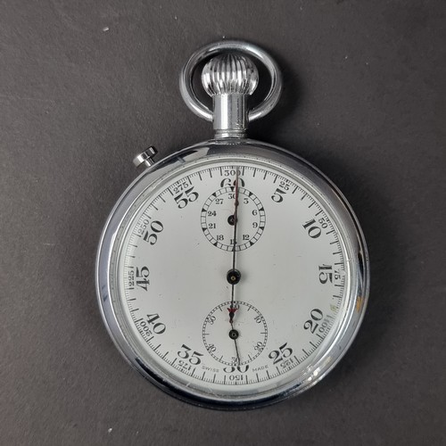 403A - A Swiss nickel plated split seconds stop watch, 51mm, inscribed 'Graseby Instruments Ltd'.... 