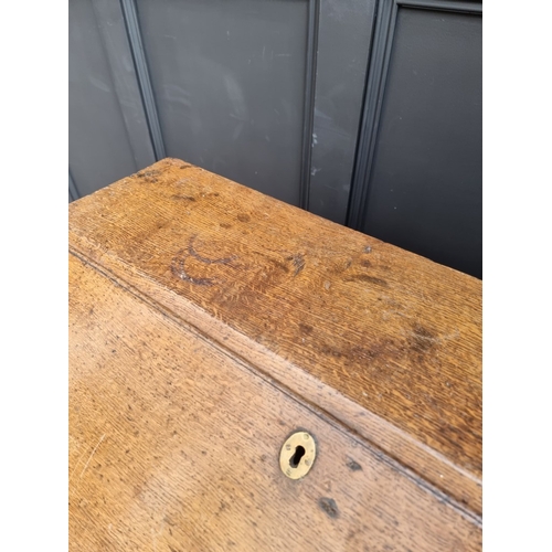 1003 - An 18th century oak bureau, in two parts, 91cm wide, (alterations).