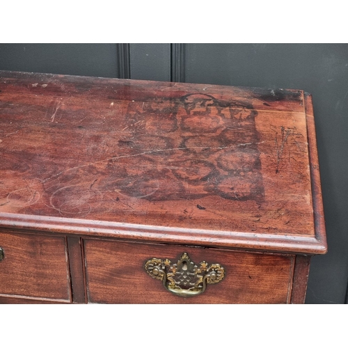 1037 - A George III mahogany chest of three short and three long graduated drawers, (on reduced bracket fee... 