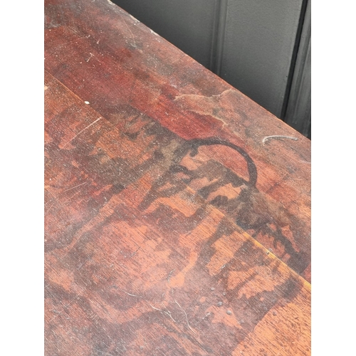 1037 - A George III mahogany chest of three short and three long graduated drawers, (on reduced bracket fee... 