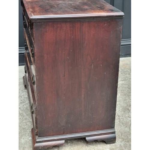 1037 - A George III mahogany chest of three short and three long graduated drawers, (on reduced bracket fee... 