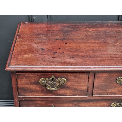 1037 - A George III mahogany chest of three short and three long graduated drawers, (on reduced bracket fee... 