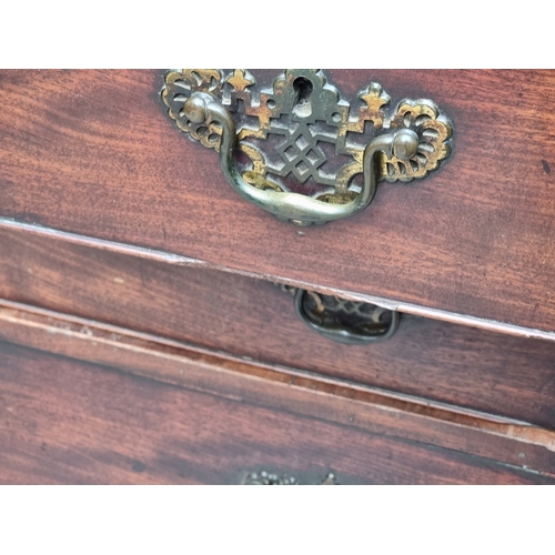 1037 - A George III mahogany chest of three short and three long graduated drawers, (on reduced bracket fee... 