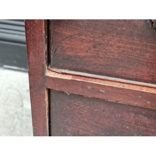 1037 - A George III mahogany chest of three short and three long graduated drawers, (on reduced bracket fee... 