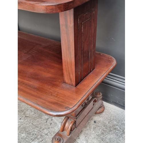 1056 - A Victorian mahogany three-tier metamorphic buffet, 110.5cm wide.
