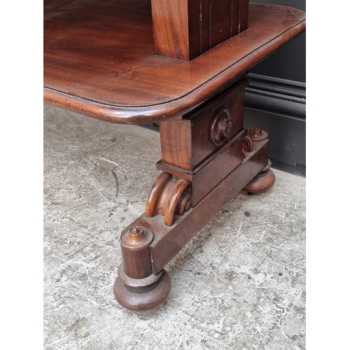 1056 - A Victorian mahogany three-tier metamorphic buffet, 110.5cm wide.
