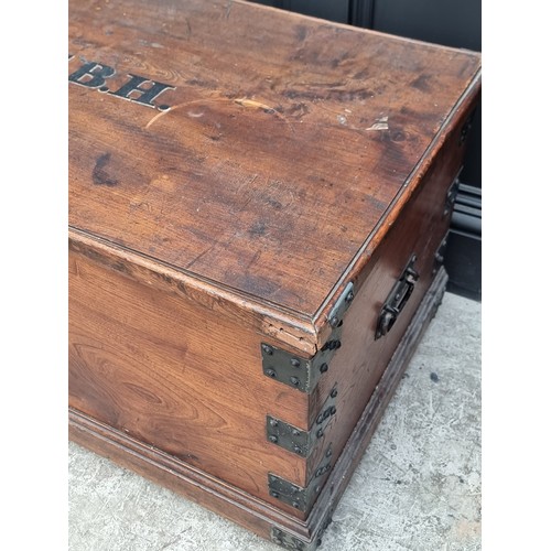 1018 - A 19th century camphor wood coffer, 90cm wide.