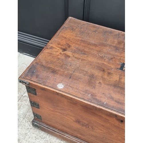 1018 - A 19th century camphor wood coffer, 90cm wide.