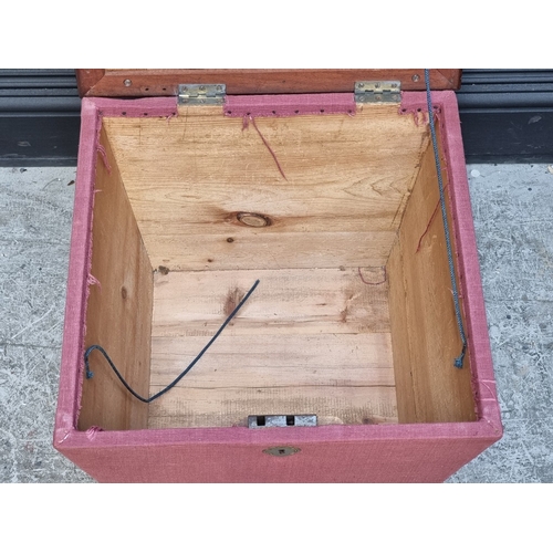 1021 - A Victorian mahogany and upholstered ottoman, the hinged top with beadwork decoration, 52cm wide, (l... 