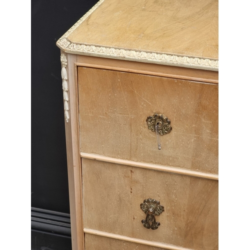 1010 - A bleached walnut bedroom chest, 91cm wide.